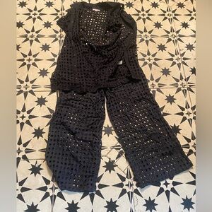 SOLID & STRIPED Black Eyelet Top